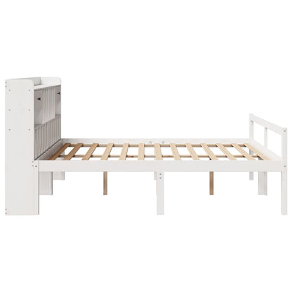 Bookcase Bed without Mattress White 180x200 cm Super King Solid Wood Pine