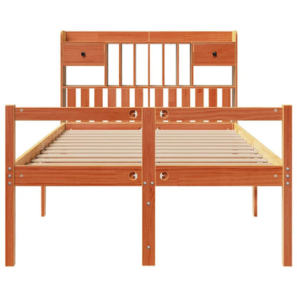 Bookcase Bed without Mattress Wax Brown 135x190 cm Doouble Solid Wood Pine