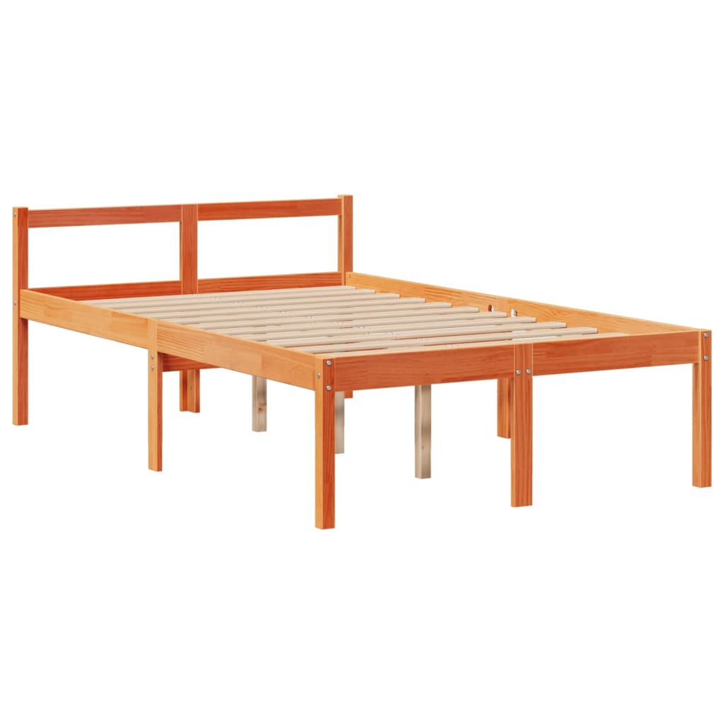 Bookcase Bed without Mattress Wax Brown 135x190 cm Doouble Solid Wood Pine