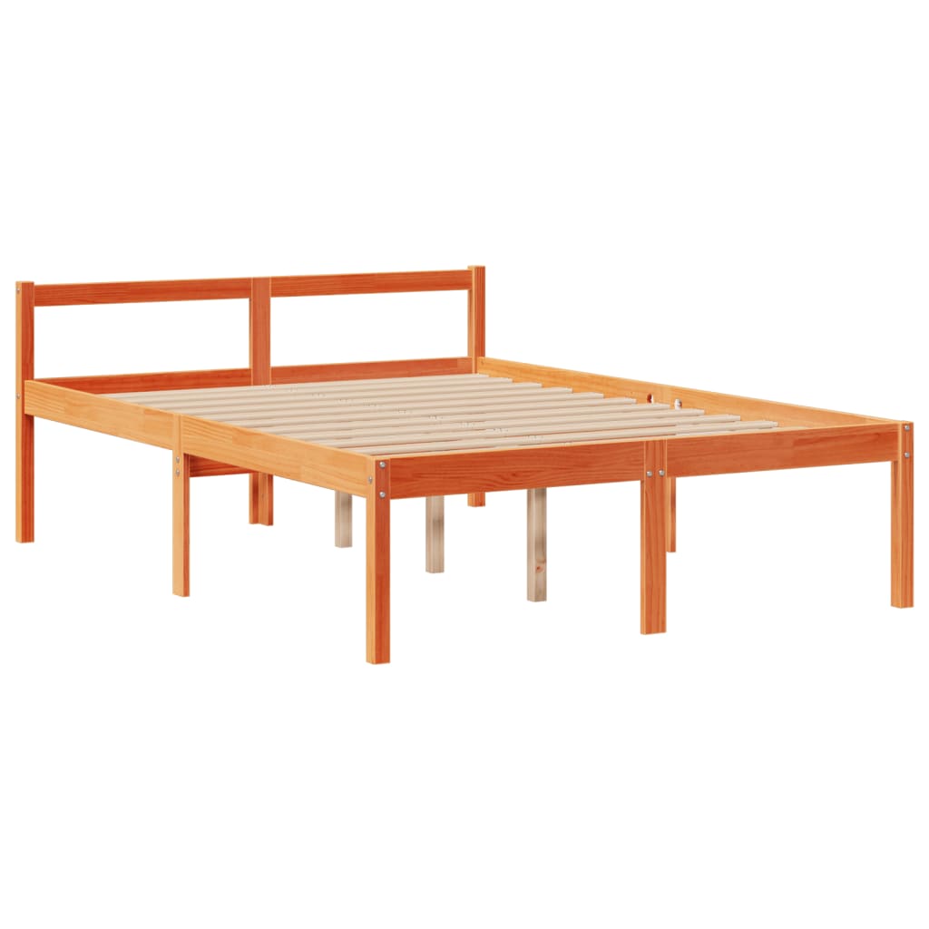 Bookcase Bed without Mattress Wax Brown 160x200cm Solid Wood Pine