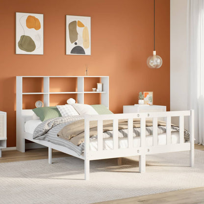 Bookcase Bed without Mattress White 160x200 cm Solid Wood Pine