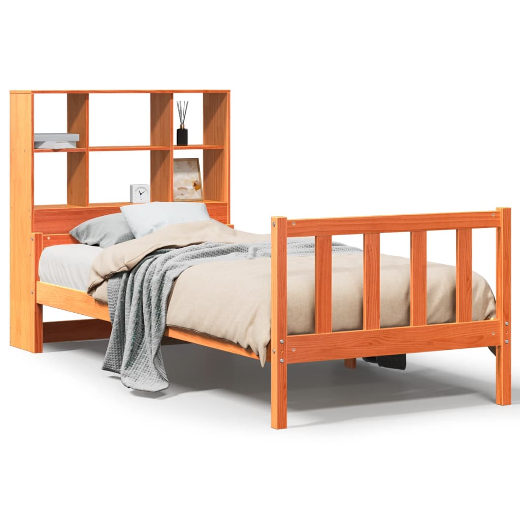 Bookcase Bed without Mattress Wax Brown 75x190 cm Small Single Solid Wood
