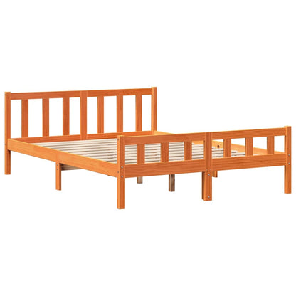 Bookcase Bed without Mattress Wax Brown 150x200 cm King Solid Wood