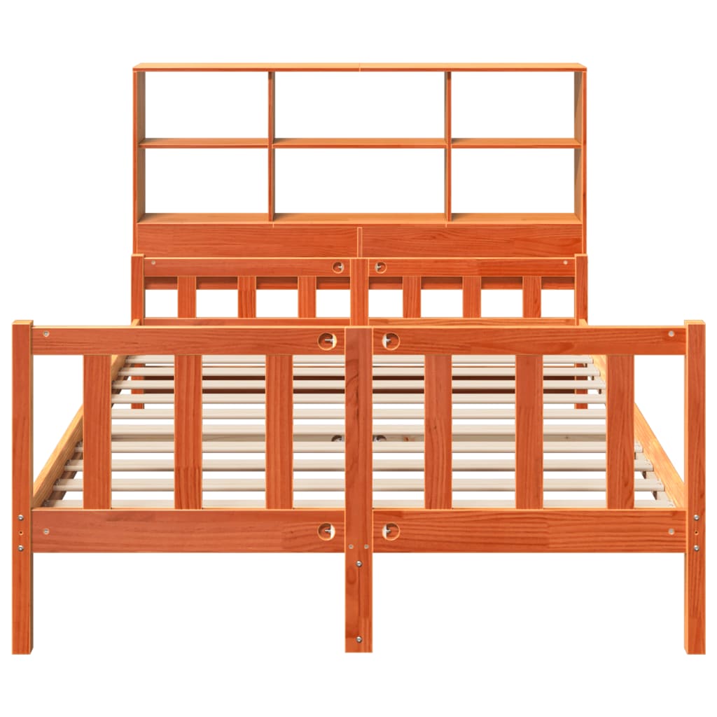 Bookcase Bed without Mattress Wax Brown 160x200 cm Solid Wood