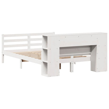 Bookcase Bed without Mattress White 140x200 cm Solid Wood Pine