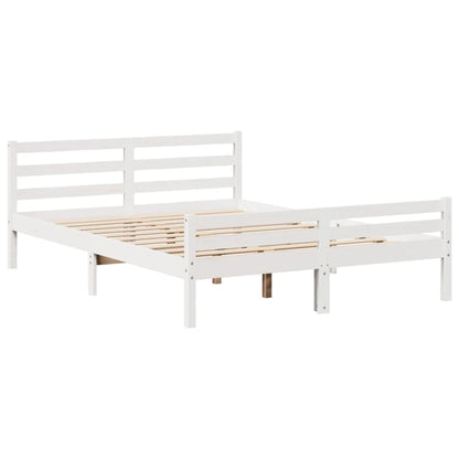 Bookcase Bed without Mattress White 150x200 cm King Solid Wood Pine