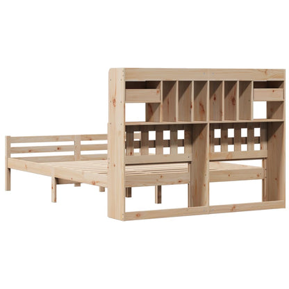 Bookcase Bed without Mattress 140x190cm Solid Wood Pine
