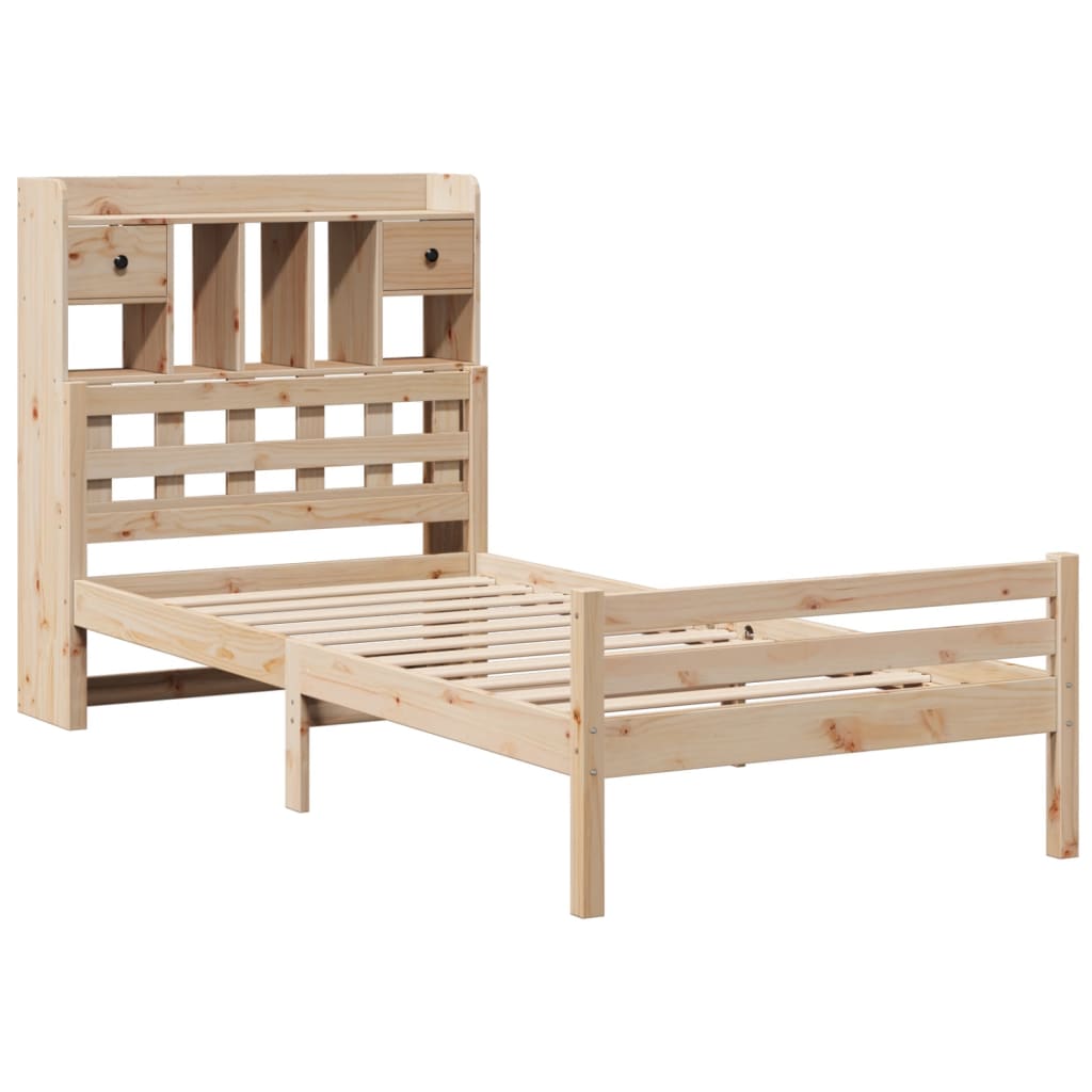 Bookcase Bed without Mattress 100x200cm Solid Wood Pine