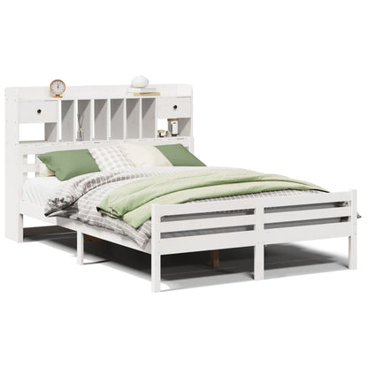 Bookcase Bed without Mattress White 140x200cm Solid Wood Pine