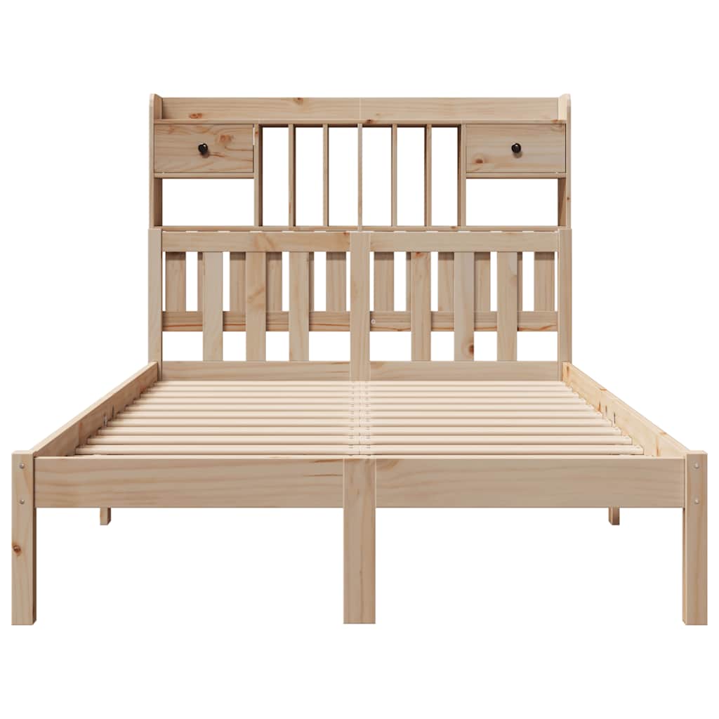Bookcase Bed without Mattress 135x190 cm Double Solid Wood Pine