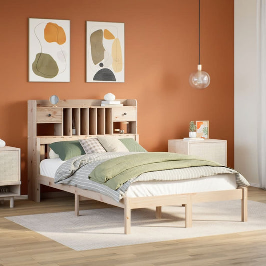 Bookcase Bed without Mattress 135x190 cm Double Solid Wood Pine