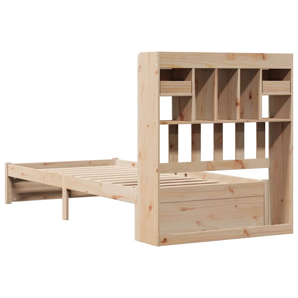 Bookcase Bed without Mattress 75x190cm Small Single Solid Wood Pine