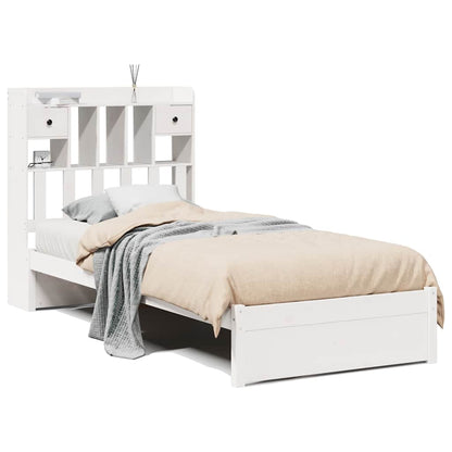 Bookcase Bed without Mattress White 75x190cm Small Single Solid Wood Pine
