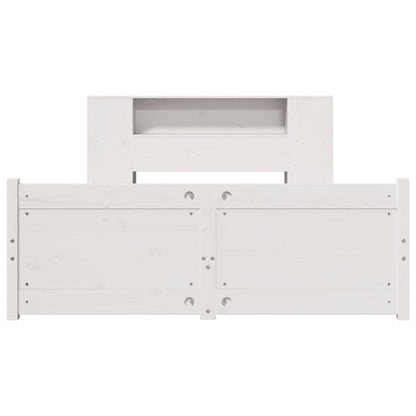 Bookcase Bed without Mattress White 150x200cm King Size Solid Wood Pine