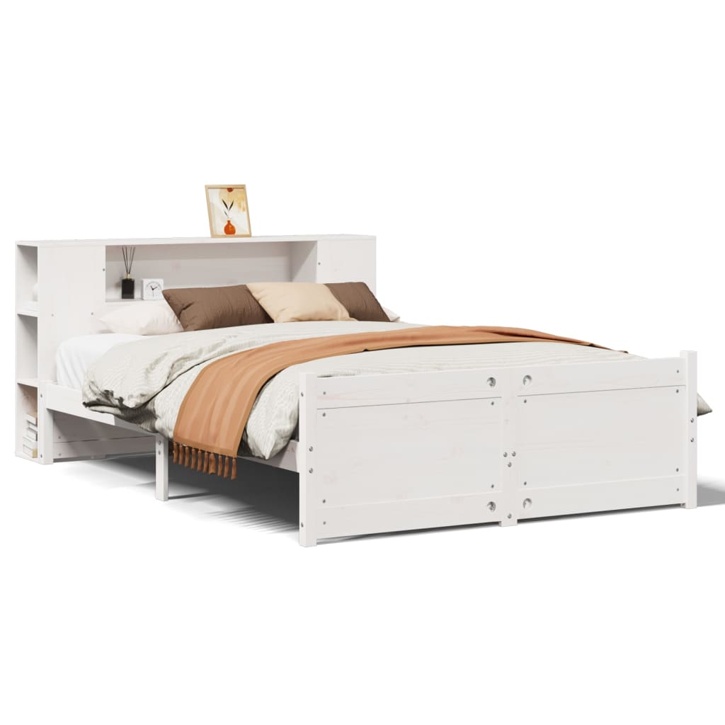 Bookcase Bed without Mattress White 160x200cm Solid Wood Pine