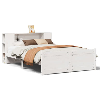 Bookcase Bed without Mattress White 160x200cm Solid Wood Pine