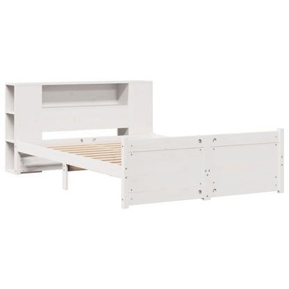 Bookcase Bed without Mattress White 160x200cm Solid Wood Pine