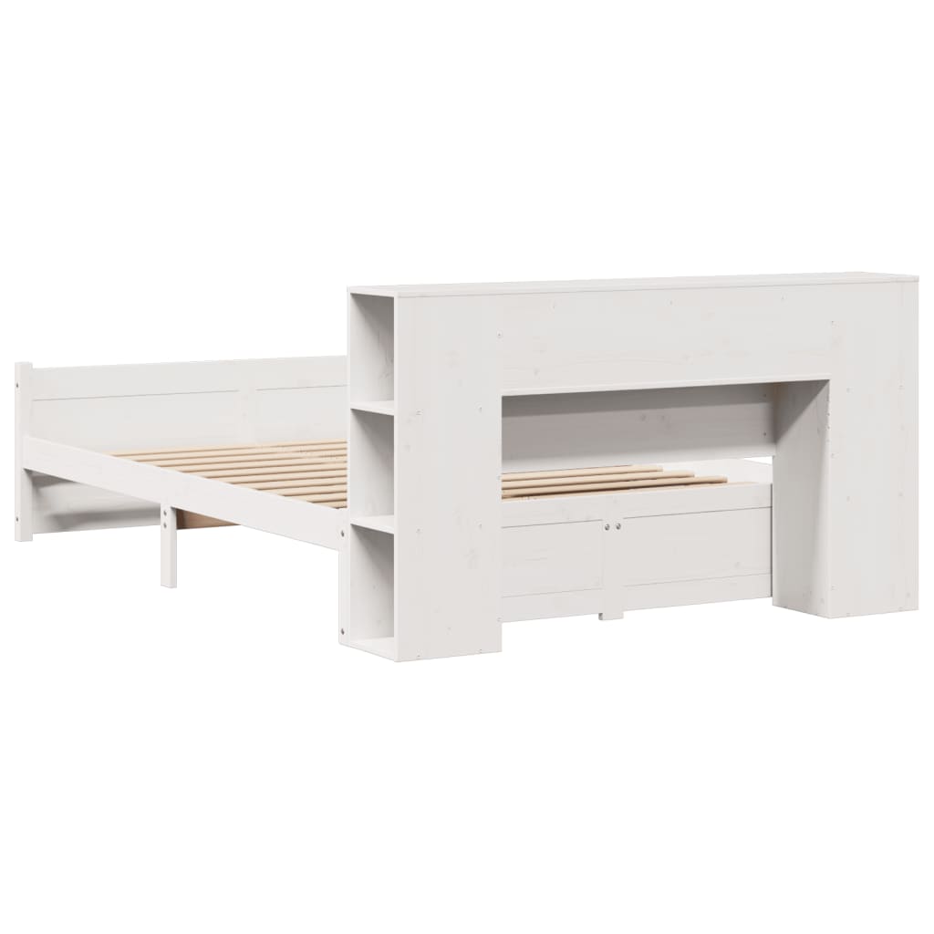 Bookcase Bed without Mattress White 160x200cm Solid Wood Pine