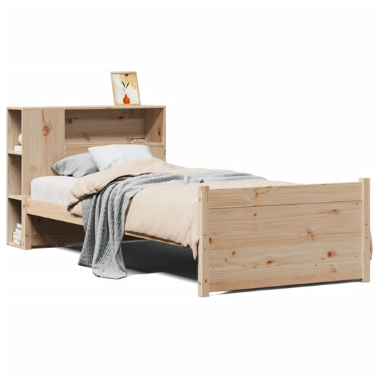 Bookcase Bed without Mattress 75x190cm Small Single Solid Wood Pine