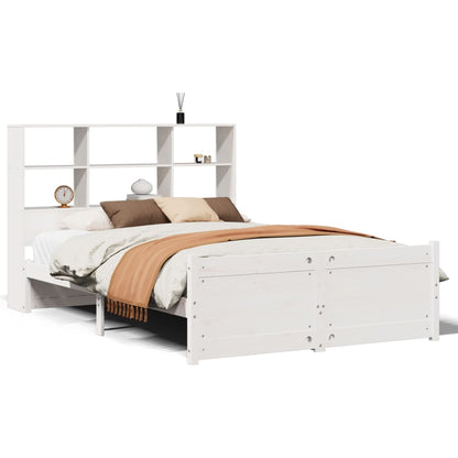 Bookcase Bed without Mattress White 160x200cm Solid Wood Pine
