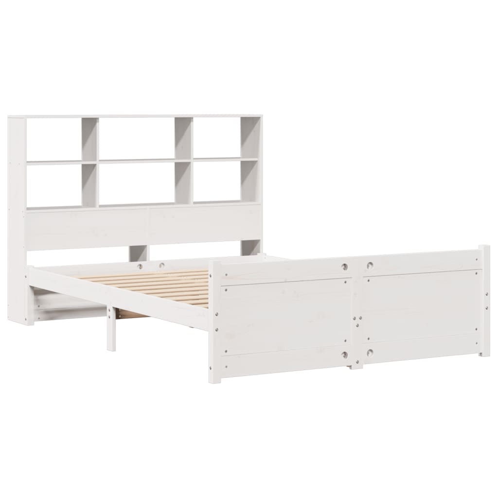 Bookcase Bed without Mattress White 160x200cm Solid Wood Pine