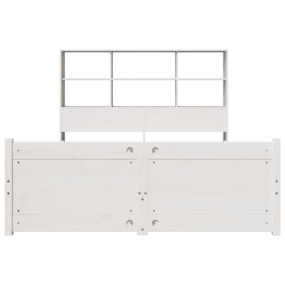 Bookcase Bed without Mattress White 160x200cm Solid Wood Pine