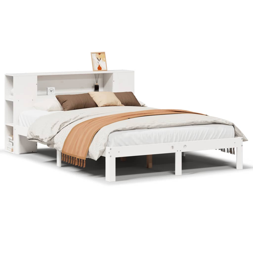 Bookcase Bed | White | Solid Pine Wood | Double | Bed | Rectangular