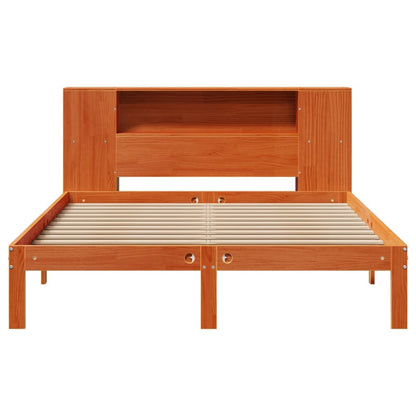 Bookcase Bed without Mattress Wax Brown 140x190cm Solid Wood Pine