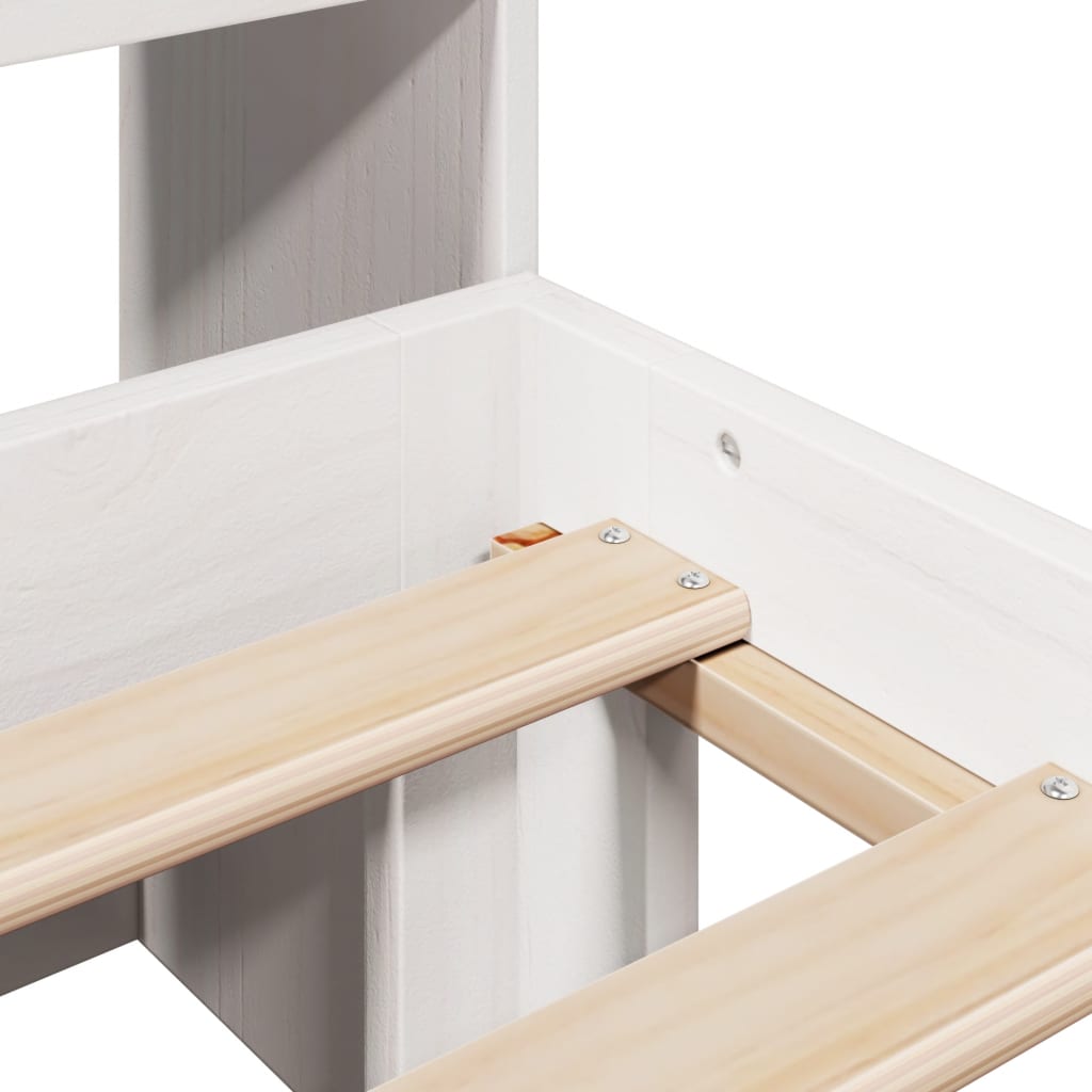 Bookcase Bed without Mattress White 180x200 cm Super King Solid Wood Pine