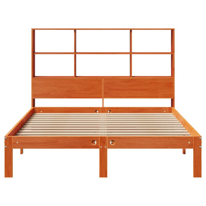 Bookcase Bed without Mattress Wax Brown 140x190cm Solid Wood Pine