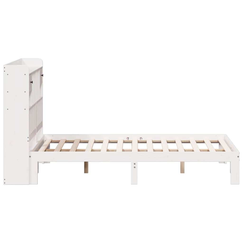 Bookcase Bed without Mattress White 135x190cm Solid Wood Pine