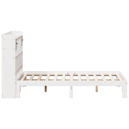 Bookcase Bed without Mattress White 135x190cm Solid Wood Pine