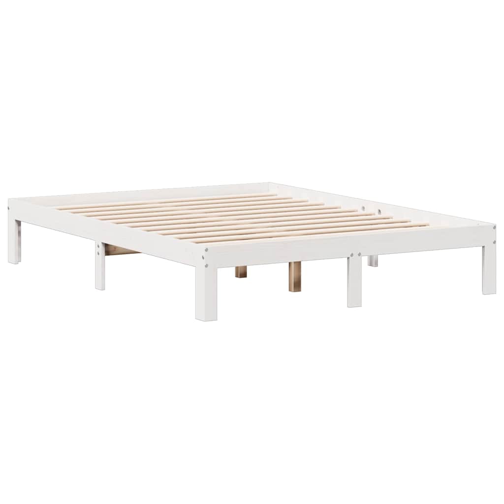 Bookcase Bed without Mattress White 135x190cm Solid Wood Pine
