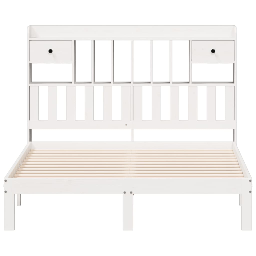 Bookcase Bed without Mattress White 140x190cm Solid Wood Pine