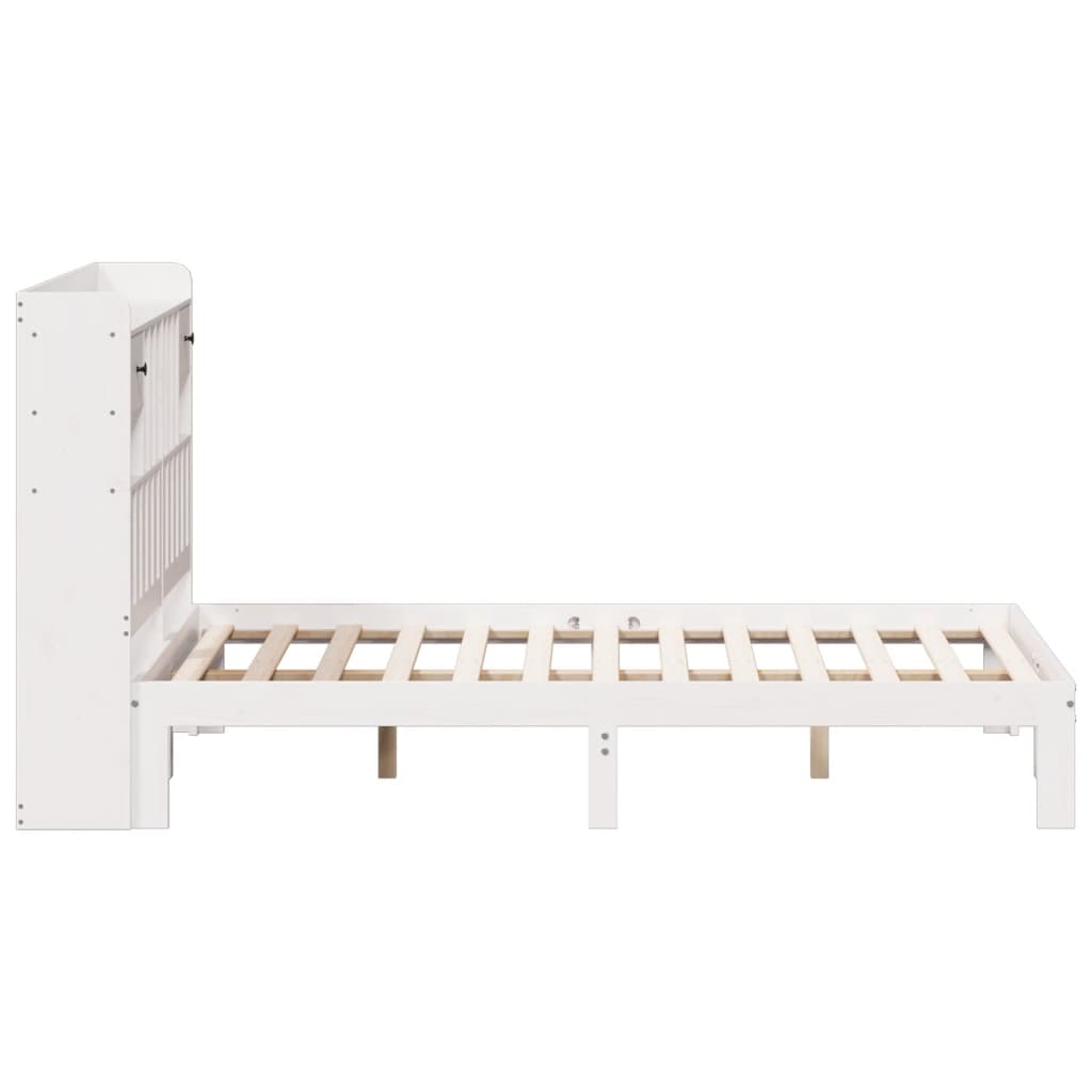 Bookcase Bed without Mattress White 140x190cm Solid Wood Pine