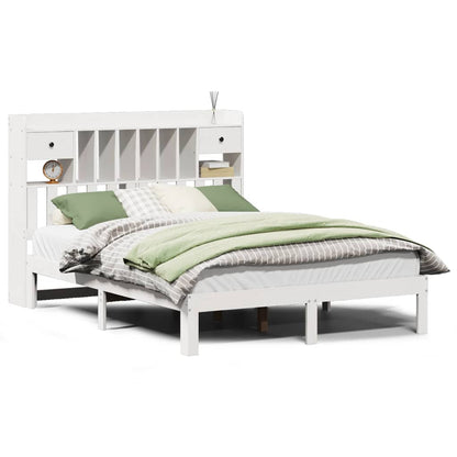 Bookcase Bed without Mattress White 140x200cm Solid Wood Pine