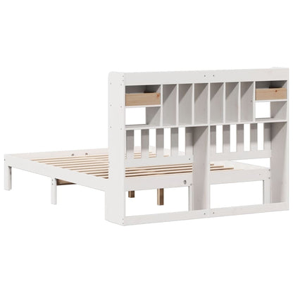 Bookcase Bed without Mattress White 140x200cm Solid Wood Pine