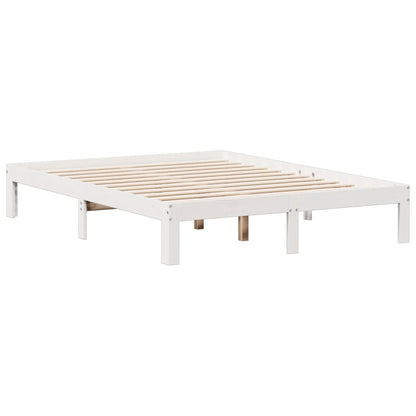 Bookcase Bed without Mattress White 140x200cm Solid Wood Pine