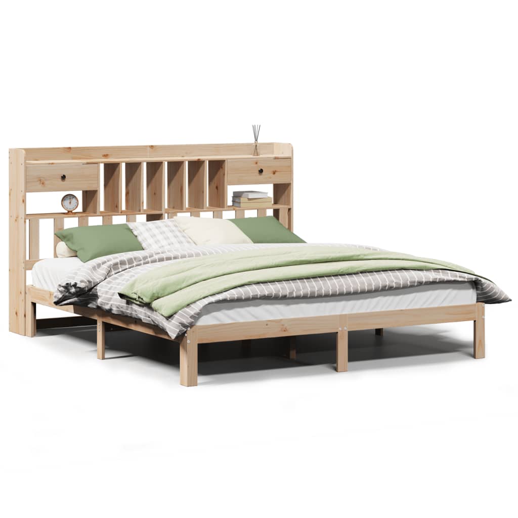 Bookcase Bed without Mattress 180x200cm Solid Wood Pine