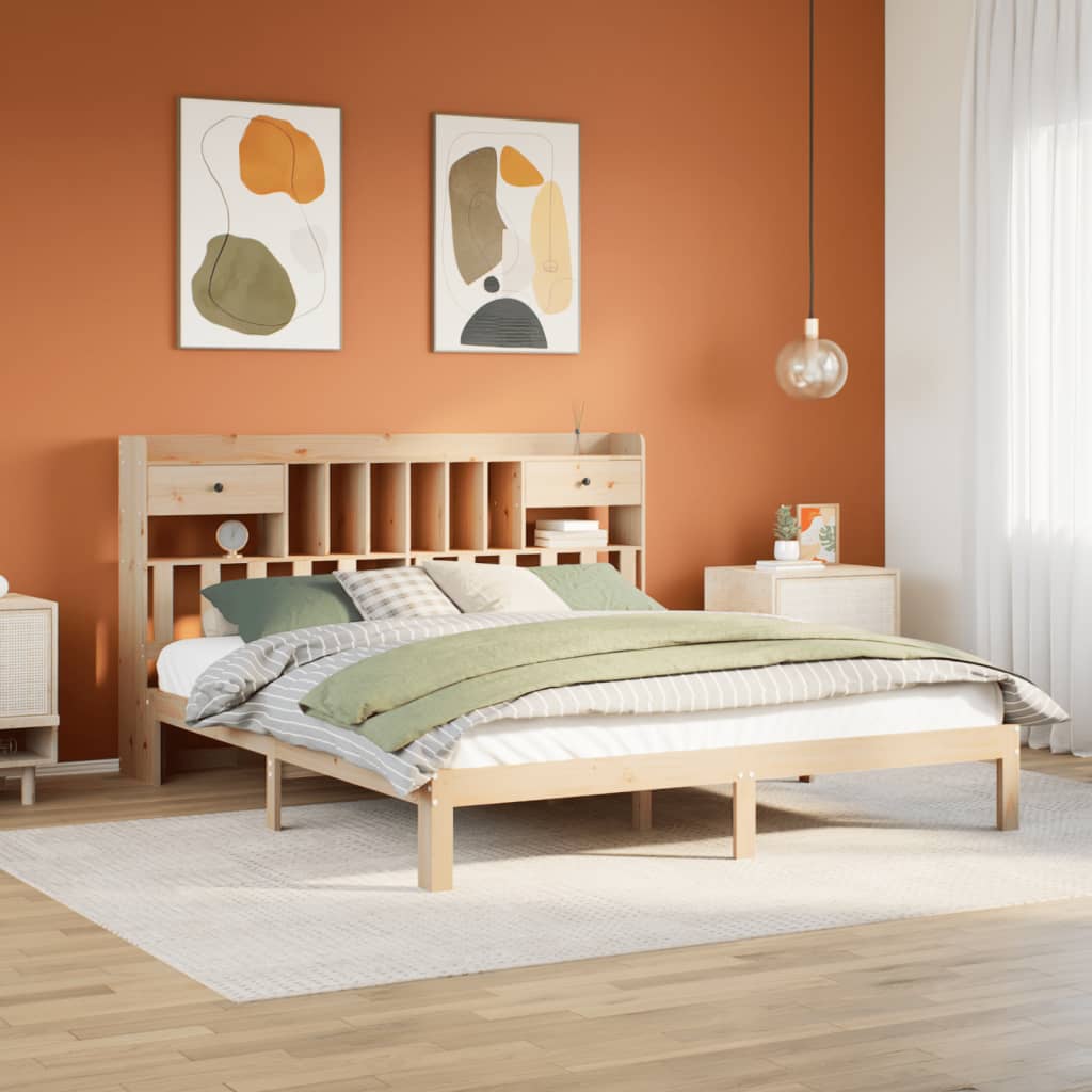 Bookcase Bed without Mattress 180x200cm Solid Wood Pine