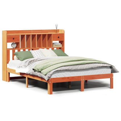 Bookcase Bed without Mattress Wax Brown 135x190cm Solid Wood Pine