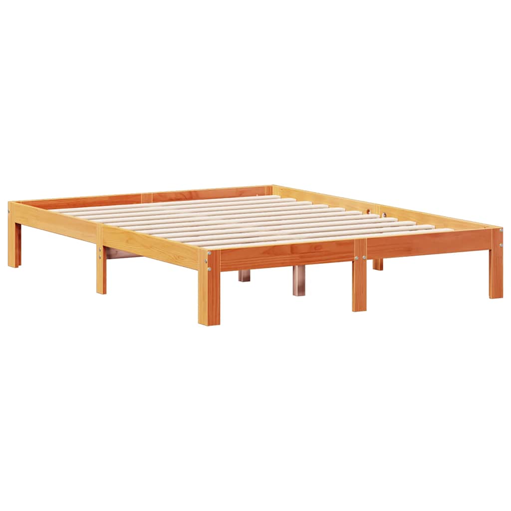 Bookcase Bed without Mattress Wax Brown 135x190cm Solid Wood Pine