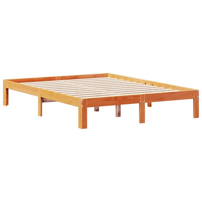 Bookcase Bed without Mattress Wax Brown 135x190cm Solid Wood Pine