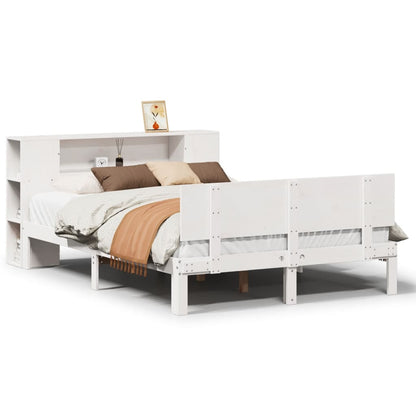 Bookcase Bed without Mattress White 140x190cm Solid Wood Pine