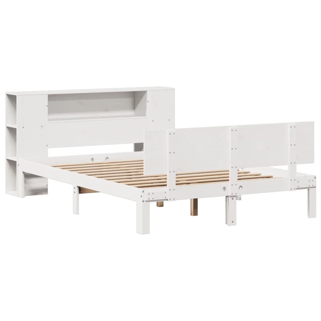 Bookcase Bed without Mattress White 140x190cm Solid Wood Pine