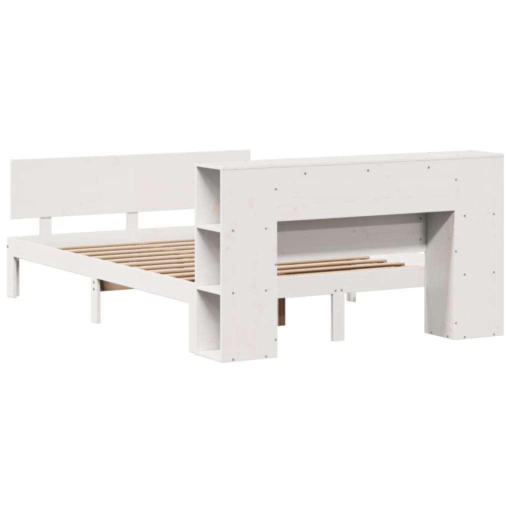 Bookcase Bed without Mattress White 140x190cm Solid Wood Pine