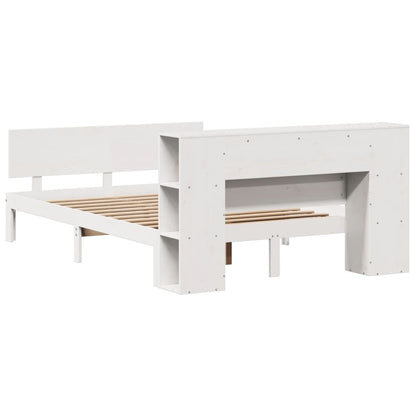 Bookcase Bed without Mattress White 140x190cm Solid Wood Pine