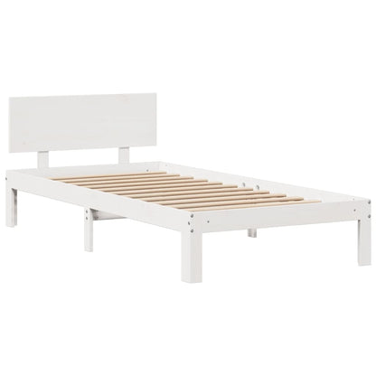 Bookcase Bed without Mattress White 140x190cm Solid Wood Pine