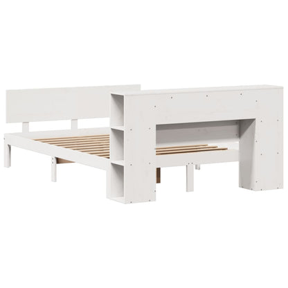 Bookcase Bed without Mattress White 160x200cm Solid Wood Pine