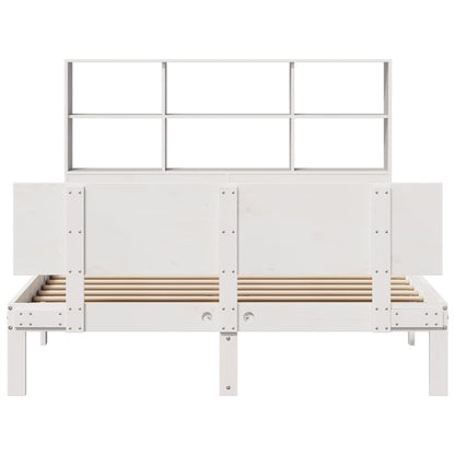 Bookcase Bed without Mattress White 140x200cm Solid Wood Pine
